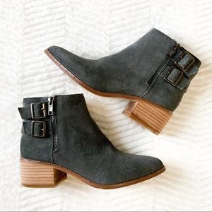 BLEECKER & BOND Suede Georgia Booties Dark Grey